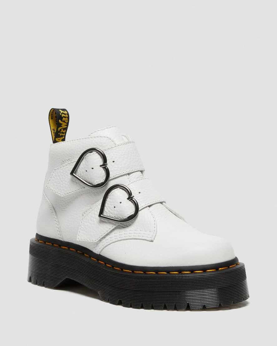 Dr. Martens Devon Heart Deri Kadın Kalın Tabanlı Botlar - Bot Beyaz |FNTCM4209|